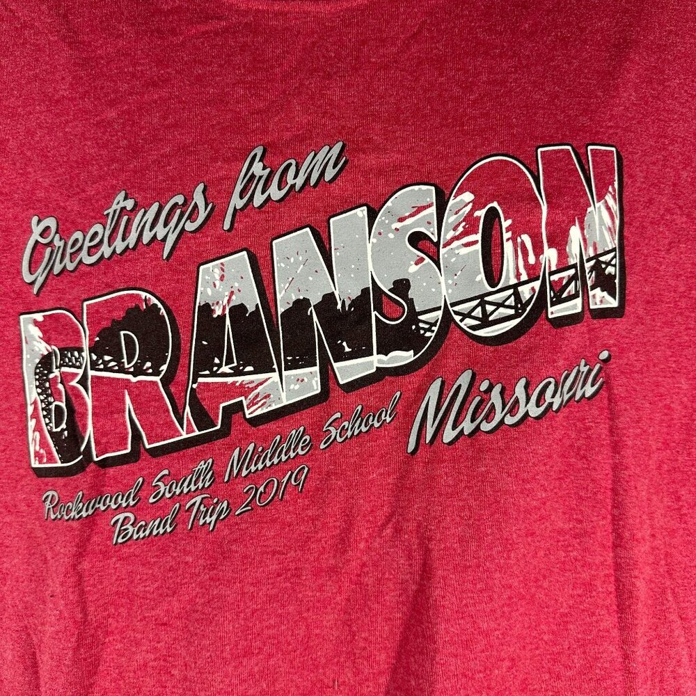Gildan Mens Red Rockwood South Middle School Band Trip 2019 T-Shirt Size L